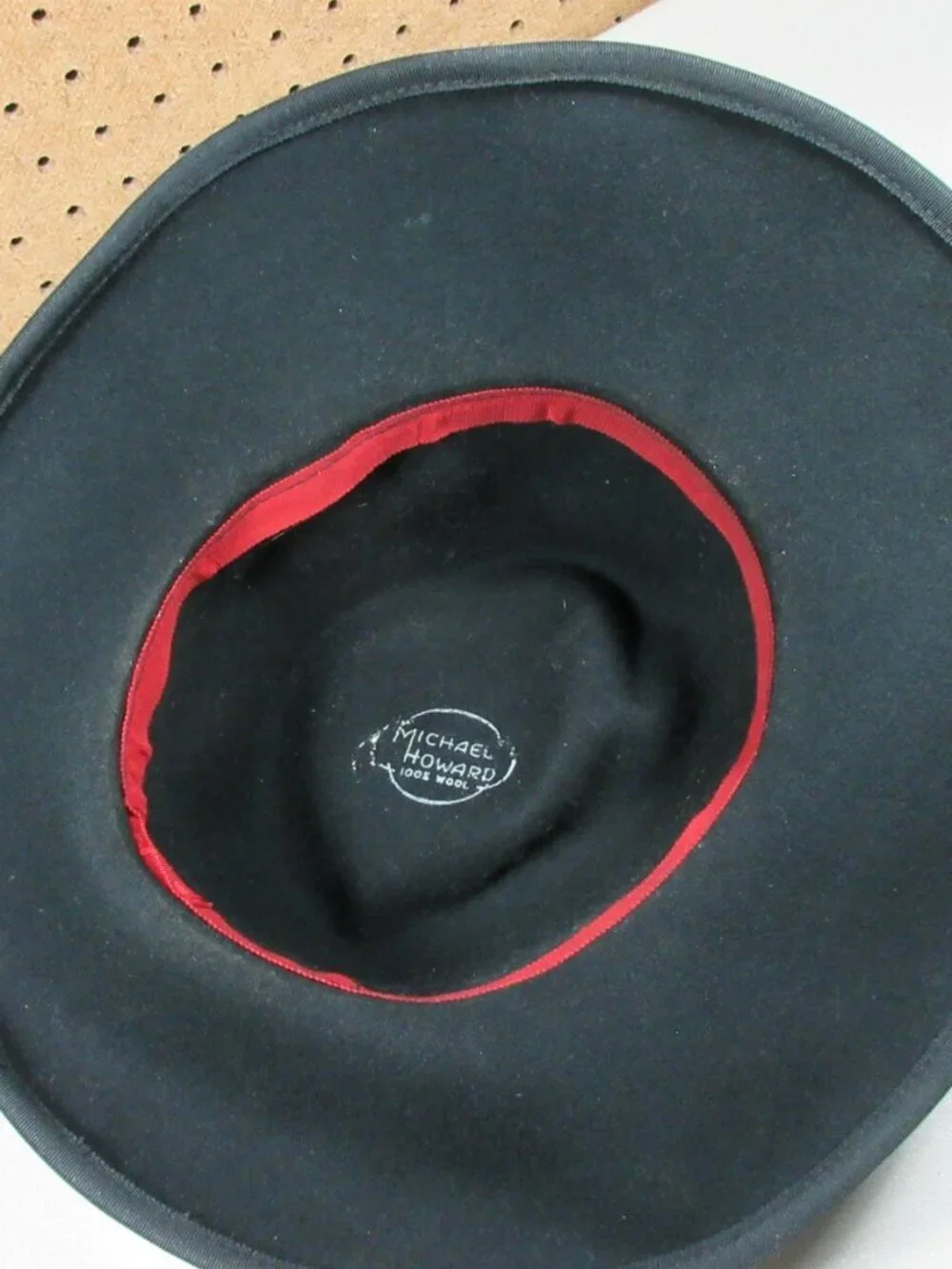 Vintage Michael Howard womens black cheetah ribbon Wool fedora USA